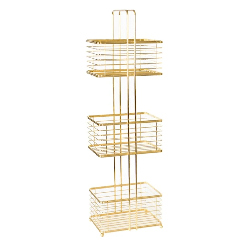 Manhattan 4-Tier Square Storage Stand, Glazed Gold
