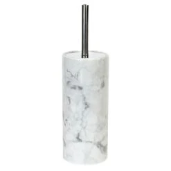 Marmar Marbled Print Ceramic Toilet Bowl Brush With Chrome Handle