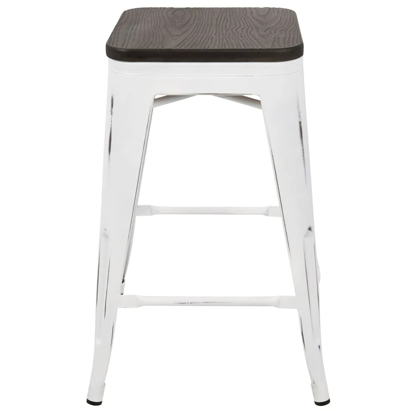 Oregon Vintage White Industrial Barstool, 24" - Image 2