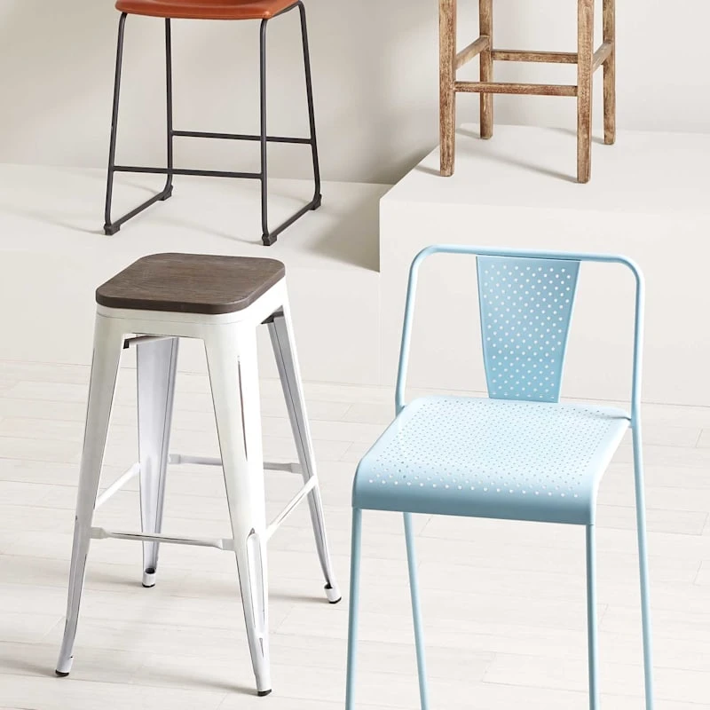 Oregon Vintage White Industrial Barstool, 24" - Image 7