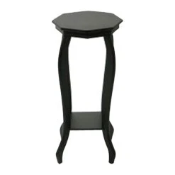 Providence Black Wood Octagon Top Plant Stand, 24"