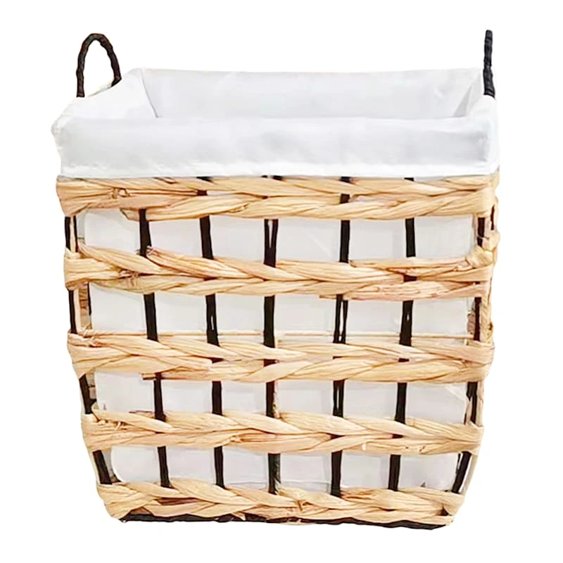 Rectangle Water Hyacinth Wicker Laundry Hamper, Medium