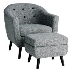 Rockwell Accent Chair & Ottoman Set, Salt & Pepper