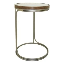 Round Clear-Top Metal C-Table, Small