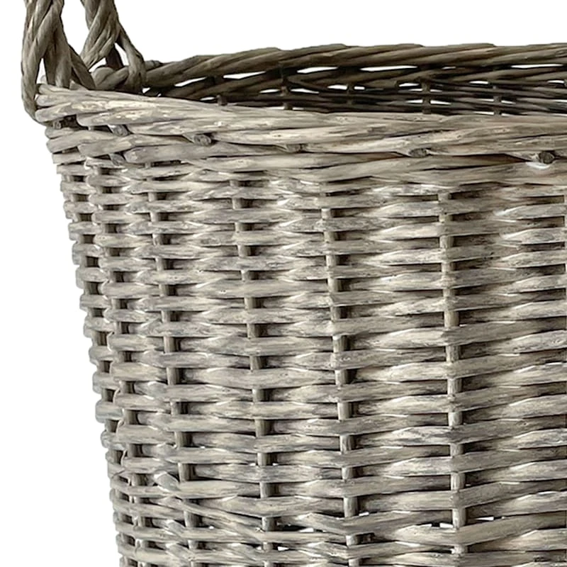 Round Grey Willow Laundry Hamper, Large - Image 2