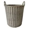 Round Grey Willow Laundry Hamper, Large