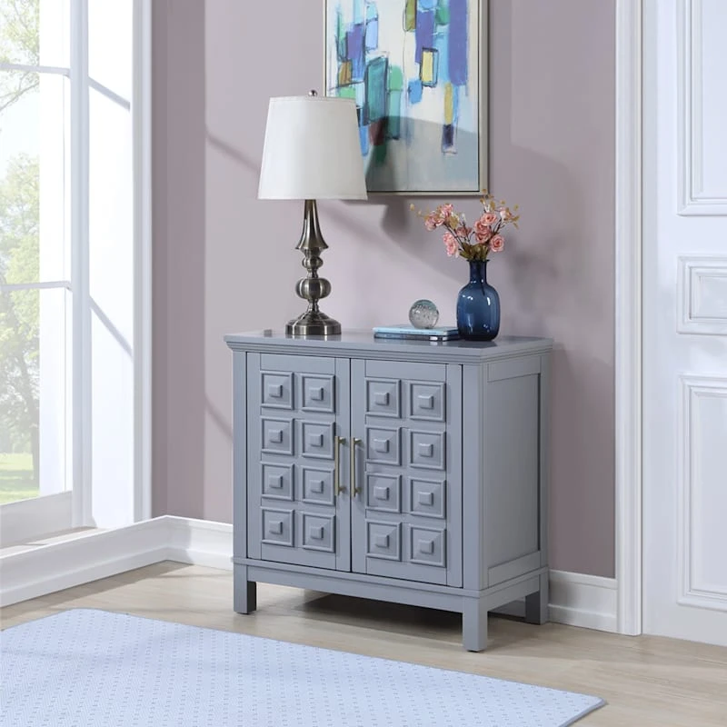 Sadie 2-Drawer Geometric Cabinet, Grey - Image 8