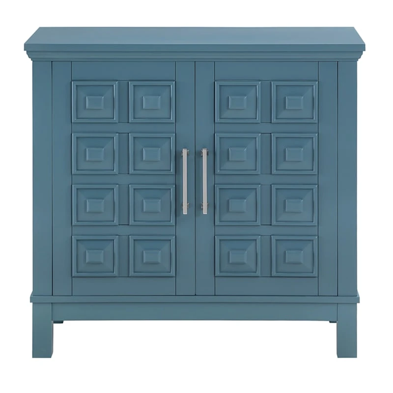 Sadie 2-Drawer Geometric Cabinet, Turquoise - Image 2