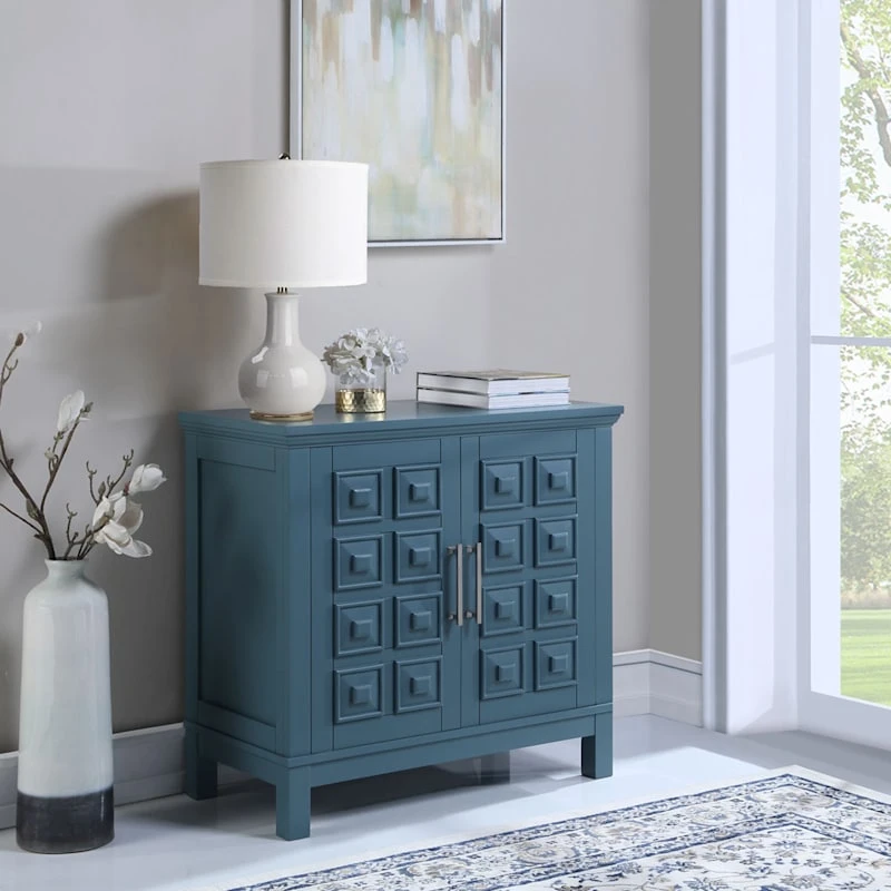 Sadie 2-Drawer Geometric Cabinet, Turquoise - Image 7