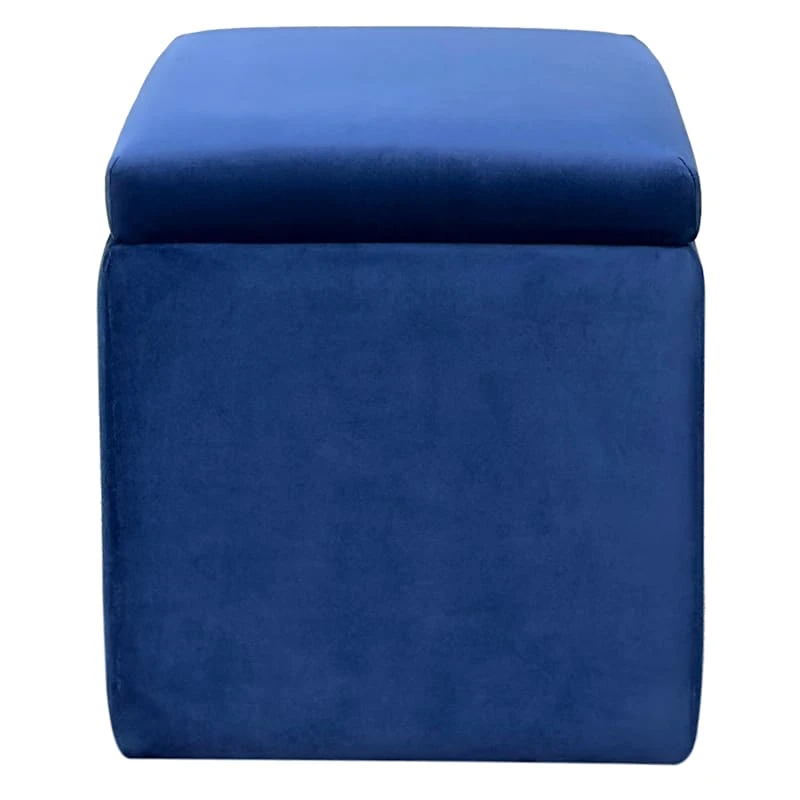 Stuart Square Storage Ottoman, Navy Blue - Image 2