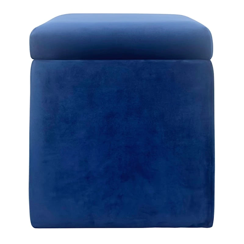 Stuart Square Storage Ottoman, Navy Blue - Image 3