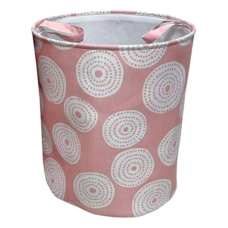 Tiny Dreamers Aussie Pink Circle Laundry Hamper, Large