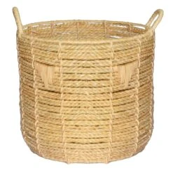 Tracey Boyd Braided Round Basket With Triangle Accents, Large