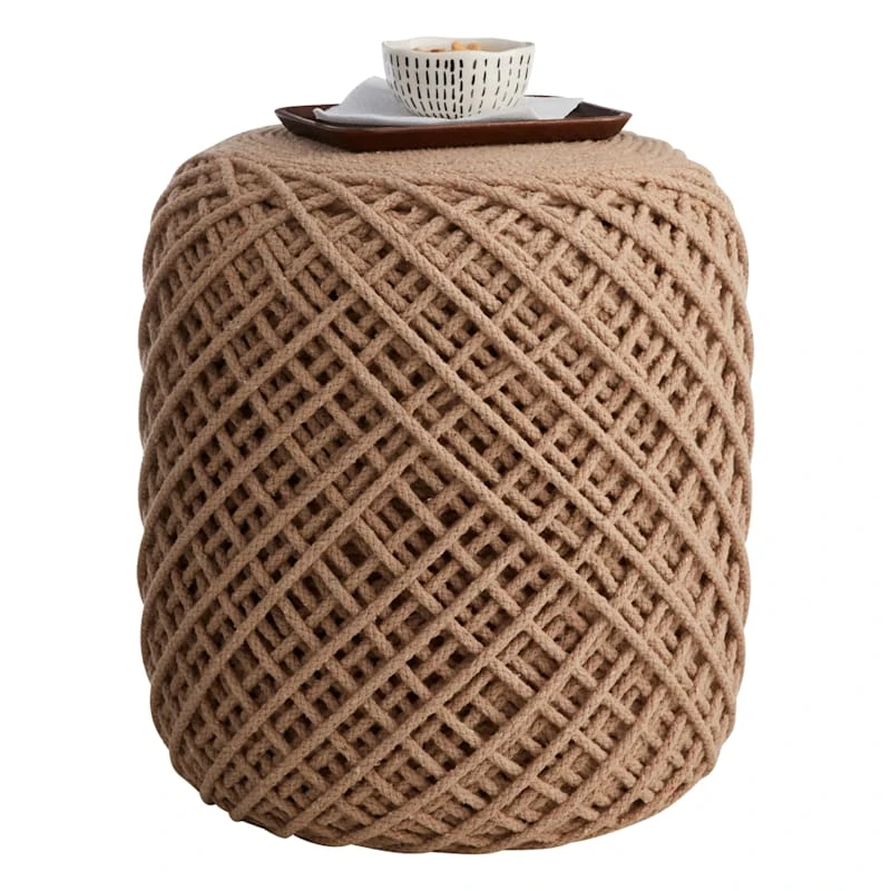 Ty Pennington Reid Twisted Ottoman, Wool Brown - Image 2