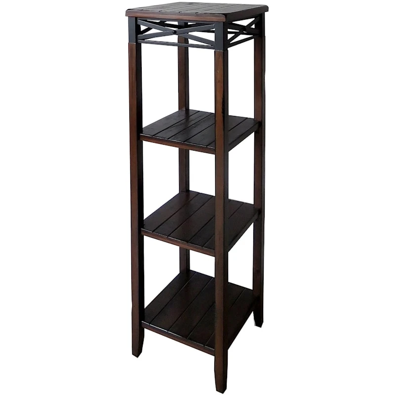 Wood And Metal X Band Plant Stand