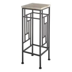 Wood Top Plant Stand With Metal Frame, Small