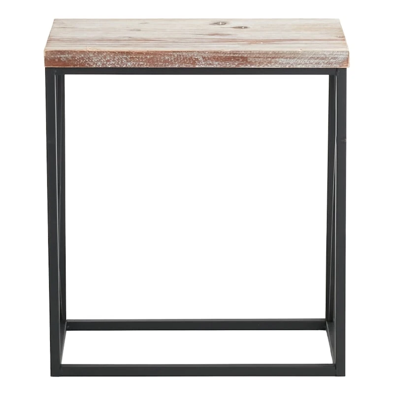 Wood Top With Black Cross Metal Table, Small - Image 2