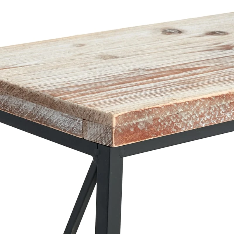 Wood Top With Black Cross Metal Table, Small - Image 4