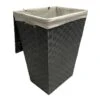 Woven Band Laundry Hamper With Lid & Removable Liner, Dark Grey